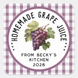 Homemade grape juice with chequered pattern square sticker