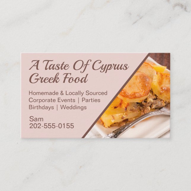 Homemade Greek Food Restaurant Delivery Business Card (Front)