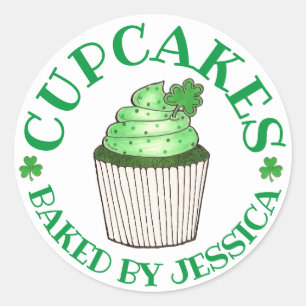 Homemade Green Shamrock Cupcakes Baked By Classic Round Sticker