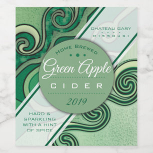 Homemade green wine cider personalised label