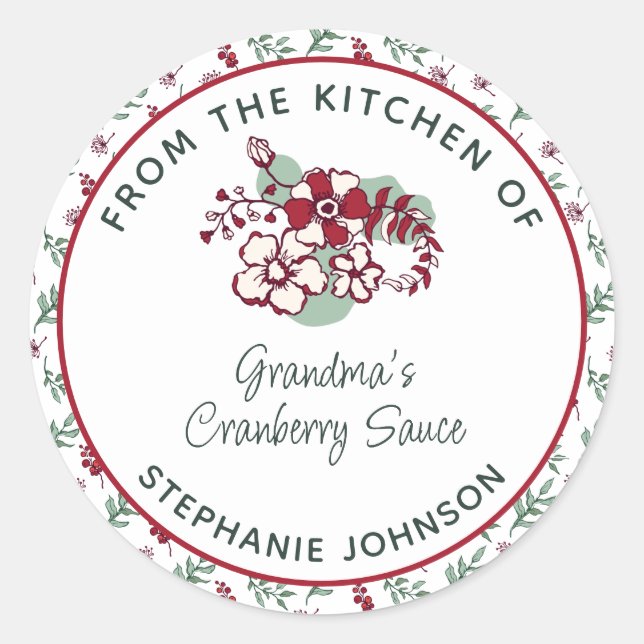 Homemade Holiday Gift From the Kitchen of Classic Round Sticker (Front)