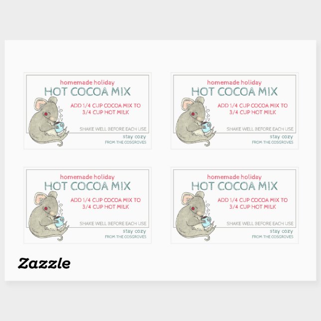Homemade Holiday Hot Cocoa Jar Label (Sheet)