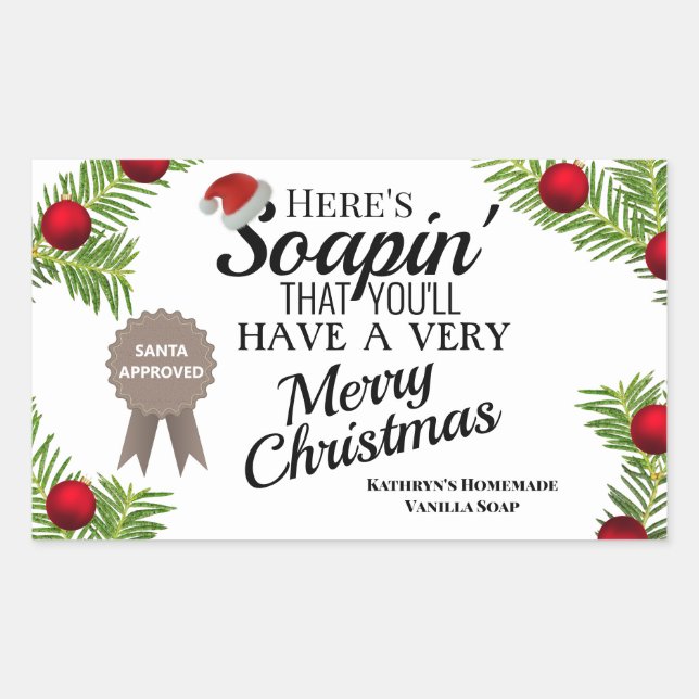 Homemade Holiday Soap Personalised Rectangular Sticker (Front)