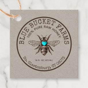Homemade Honey Bee Kraft Jar Neck Tag