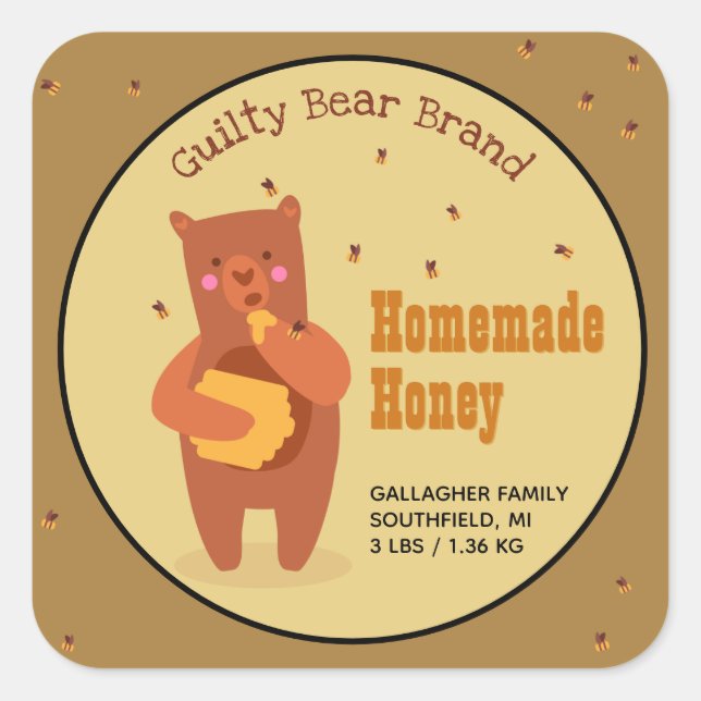 Homemade Honey Jar Square Sticker (Front)