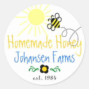 Homemade Honey - Personalised Classic Round Sticker