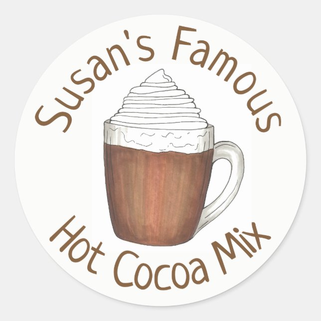 Homemade Hot Chocolate Cocoa Mix Personalised Classic Round Sticker (Front)