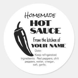Homemade Hot Sauce Black Chile Pepper Personalised Classic Round Sticker