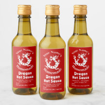 Homemade Hot Sauce Chilli Pepper Chinese Dragon  Wine Label