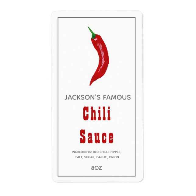 Homemade Hot Sauce | Chilli Sauce  Label (Front)