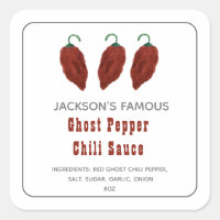 Homemade Hot Sauce Ghost Pepper Chilli Sauce Label