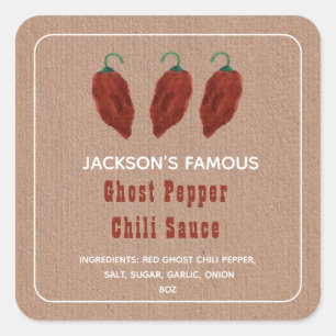Homemade Hot Sauce Ghost Pepper Chilli Sauce Label