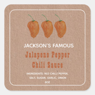 Homemade Hot Sauce Jalapen Pepper Chilli Sauce  Square Sticker