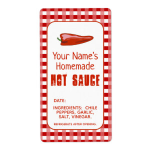 Homemade Hot Sauce Label Chilli Pepper Personalise
