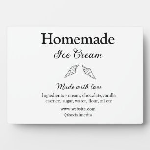 Homemade ice cream add ingredients made with love  plaque