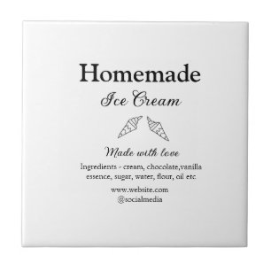 Homemade ice cream add ingredients made with love tile