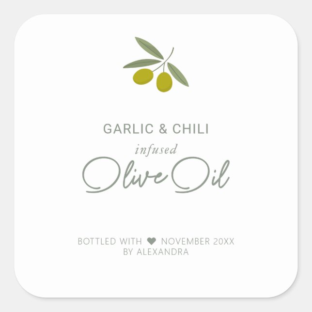Homemade Infused Olive Oil  Square Sticker (Front)