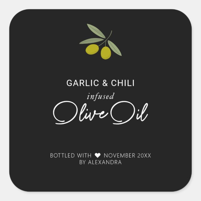 Homemade Infused Olive Oil  Square Sticker (Front)