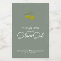 Homemade Infused Olive Oil Wine Label