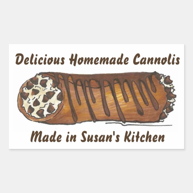 Homemade Italian Chocolate Chip Cannoli Baked By Rectangular Sticker (Front)