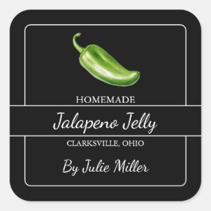 Homemade Jalapeno Jelly Square Label Black