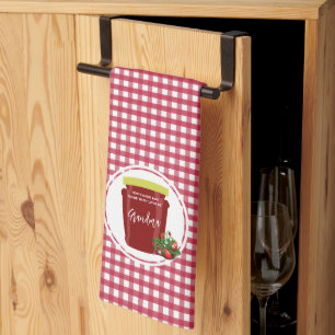 Homemade Jam Red and White Gingham Cottagecore Tea Towel