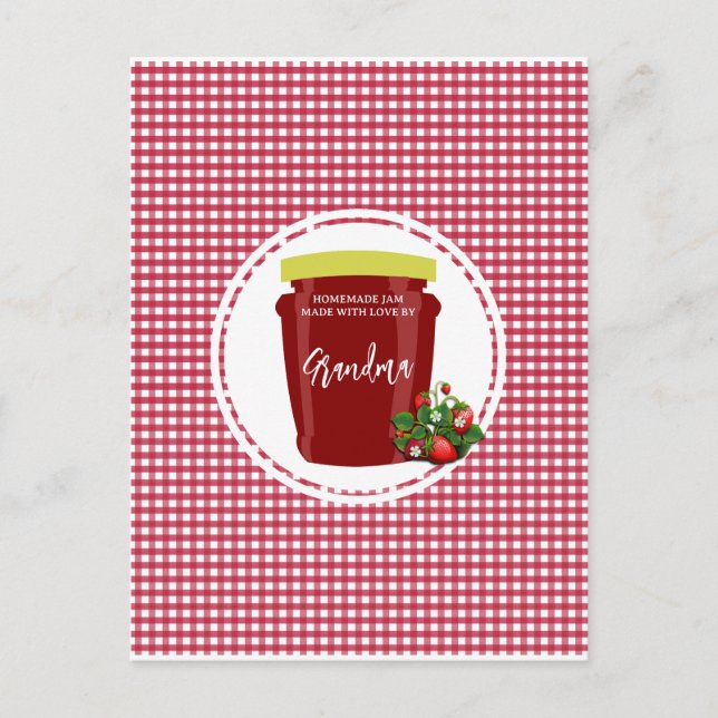 Homemade Jam Red and White Gingham Editable Postcard (Front)