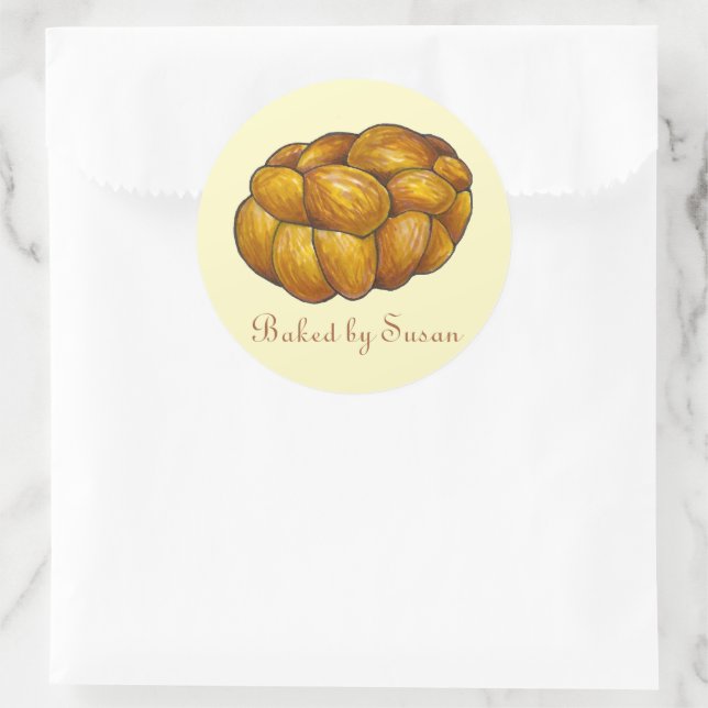 Homemade Jewish Challah Bread Loaf Baked By Classic Round Sticker (Bag)