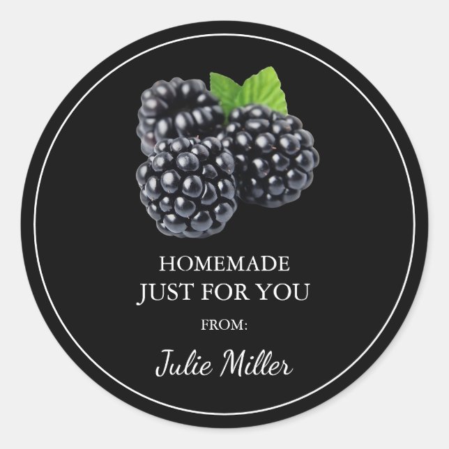 Homemade just for you blackberry label (Front)
