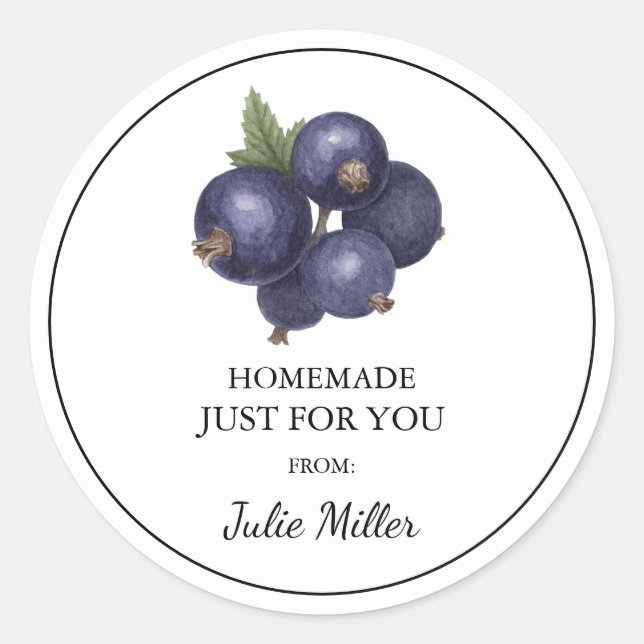 Homemade just for you blackcurrant label (Front)