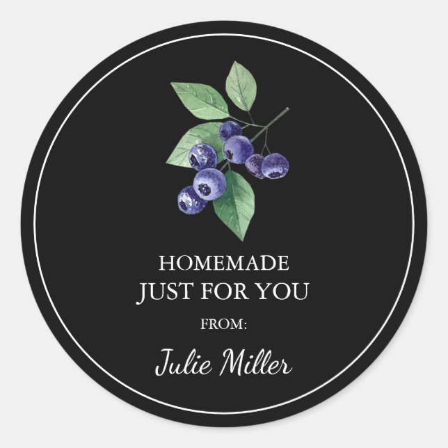 Homemade just for you blueberry label (Front)