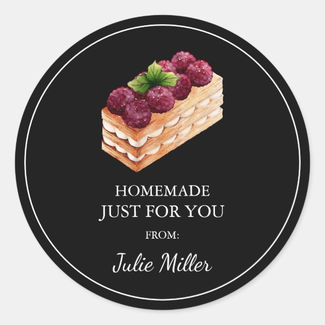 Homemade just for you cake label (Front)