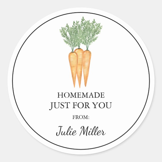Homemade just for you carrot label (Front)