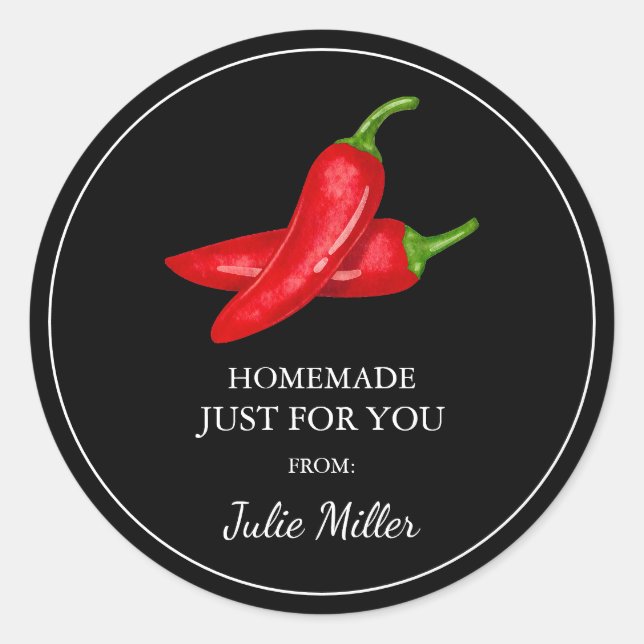 Homemade just for you chilli label (Front)