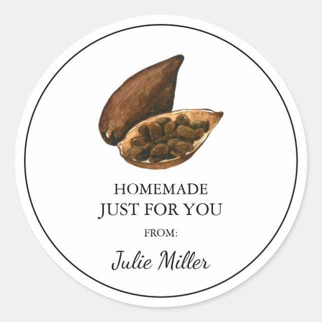 Homemade just for you chocolate cacao label (Front)