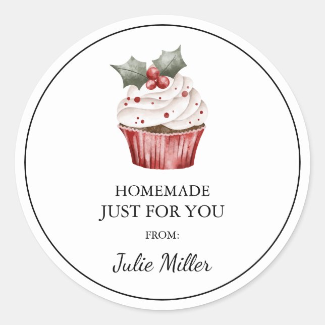 Homemade just for you christmas cake label (Front)