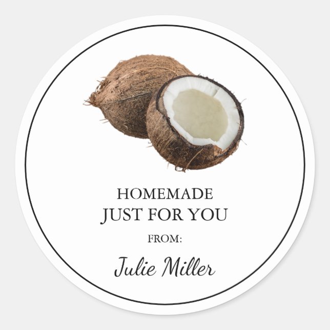 Homemade just for you coconut label (Front)