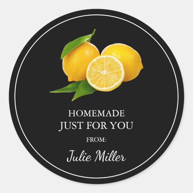 Homemade just for you lemon label (Front)