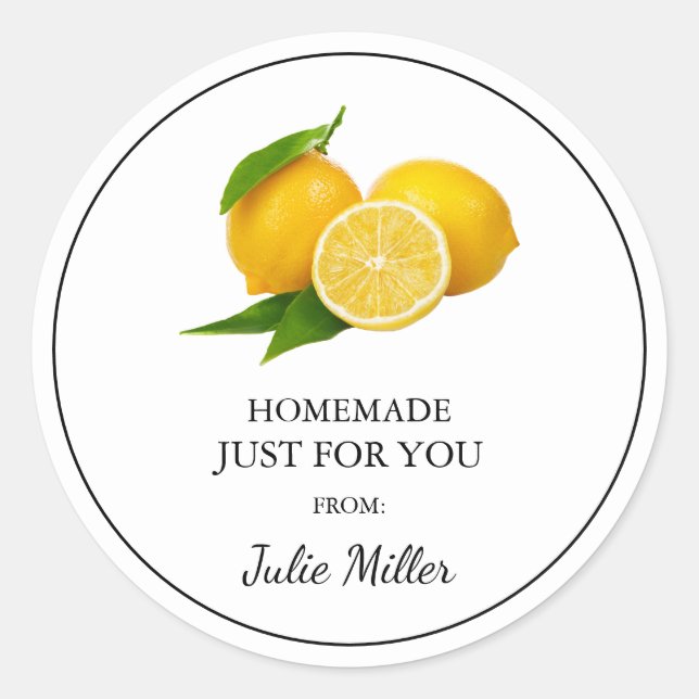 Homemade just for you lemon label (Front)