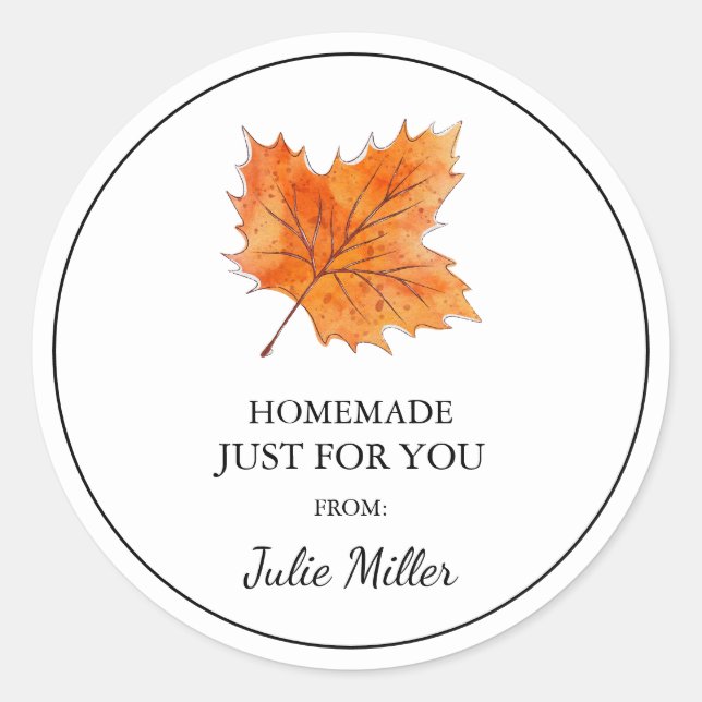 Homemade just for you maple label (Front)