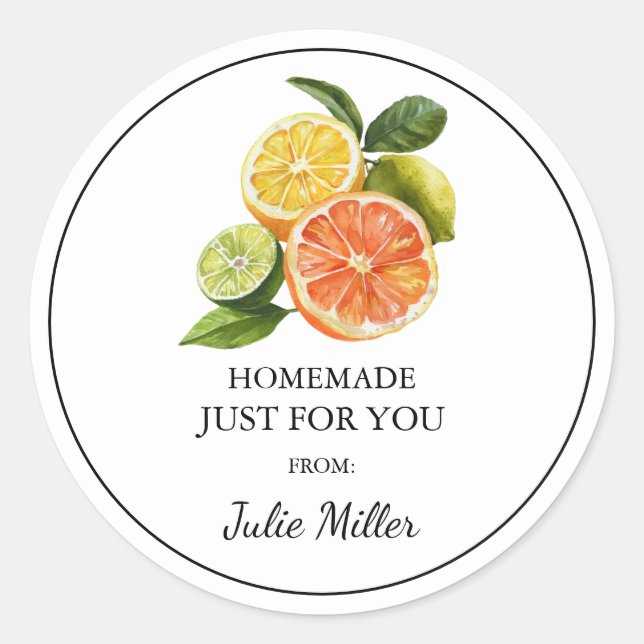 Homemade just for you mixed citrus label (Front)