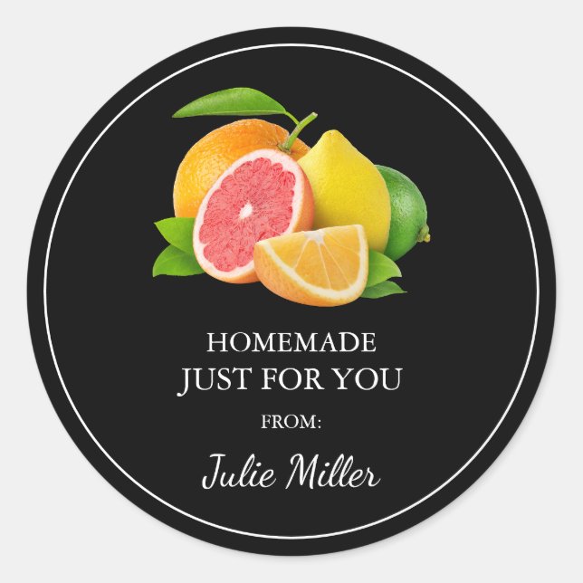 Homemade just for you mixed citrus label (Front)