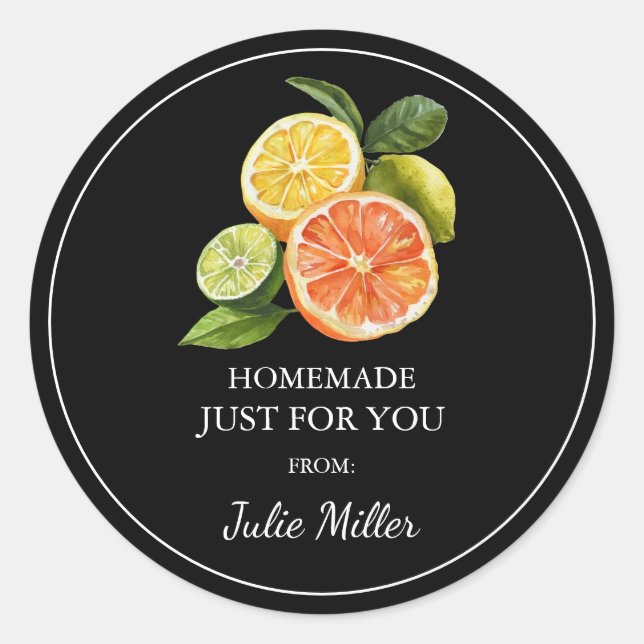 Homemade just for you mixed citrus label (Front)