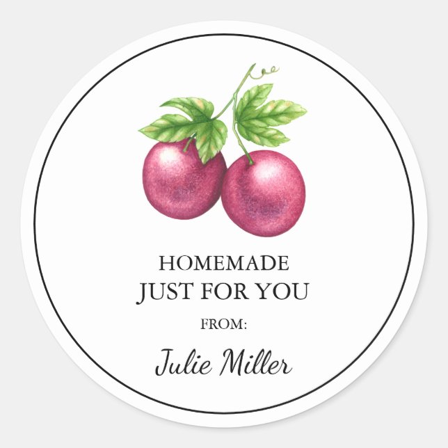 Homemade just for you passion fruit label (Front)
