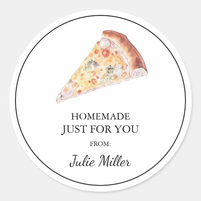 Homemade just for you pizza label (Front)