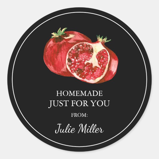 Homemade just for you pomegranate label (Front)