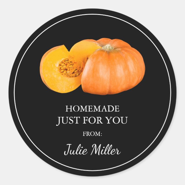 Homemade just for you pumpkin label (Front)