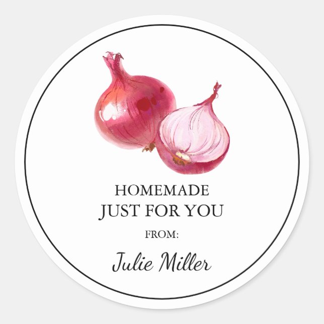 Homemade just for you red onion label (Front)