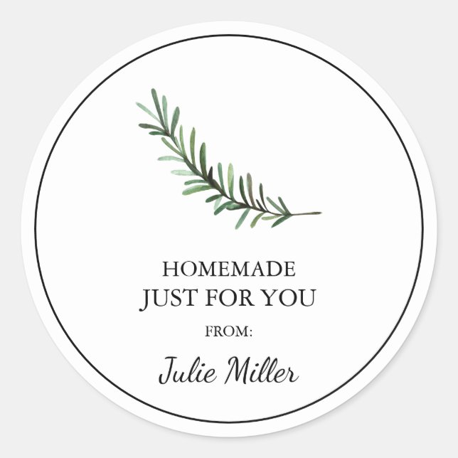 Homemade just for you rosemary label (Front)