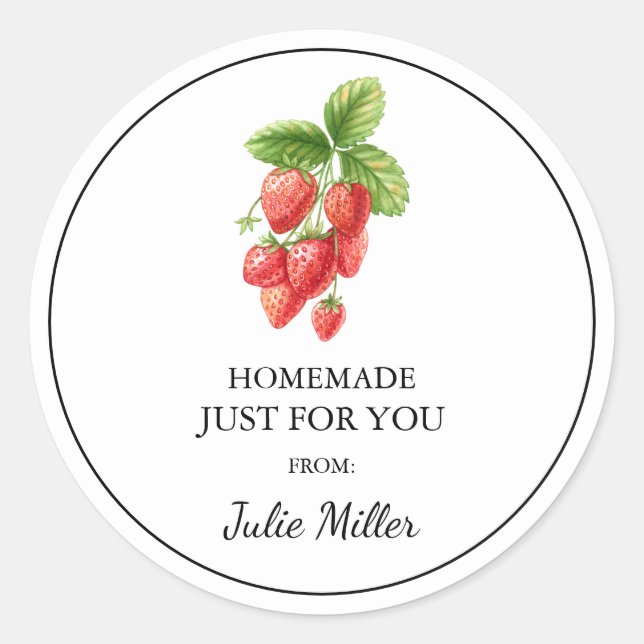 Homemade just for you strawberry label (Front)